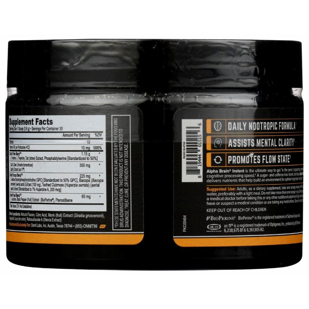 ONNIT Vitamins & Supplements > Miscellaneous Supplements ONNIT: Alpha Brain Pwdr Peach, 3.8 oz