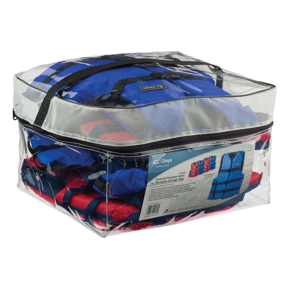 Onyx Adult General Purpose Life Vests - 4-Pack (2 Red 2 Blue) - Marine Safety | Personal Flotation Devices - Onyx Outdoor