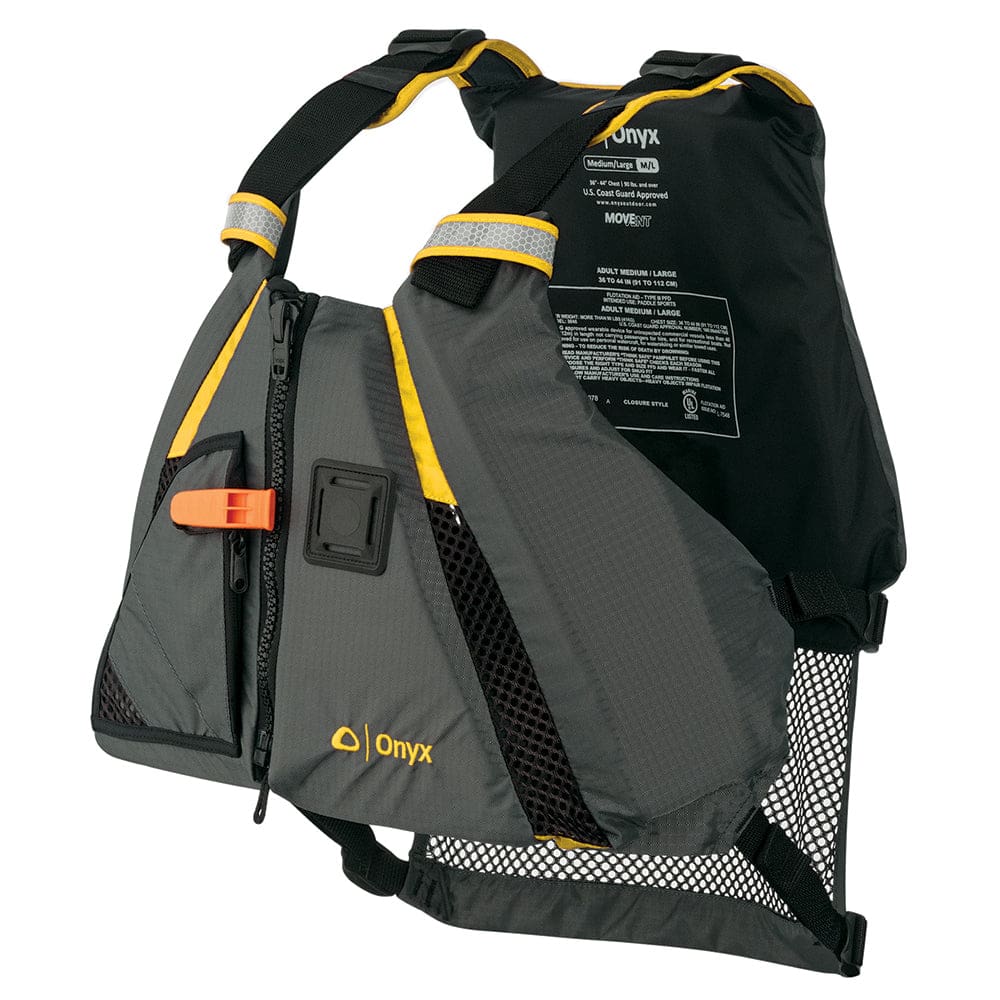 Onyx Movement Dynamic Paddle Sports Vest - Yellow/ Grey - M/ L - Paddlesports | Life Vests,Marine Safety | Personal Flotation Devices - Onyx