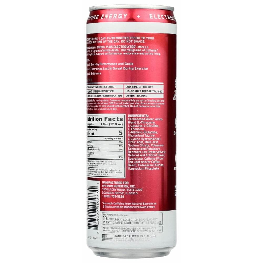 OPTIMUM NUTRITION Grocery > Beverages > Energy Drinks OPTIMUM NUTRITION: Amino Energy Rtd Cherry, 12 fo