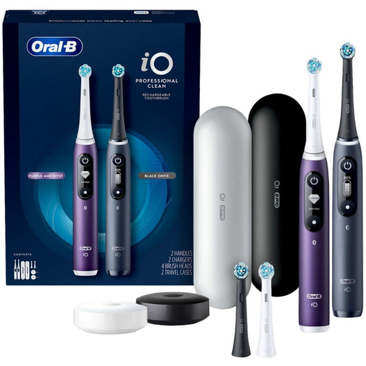 Oral-B iO Series 7 Electric Toothbrush Purple Amethyst and Black Onyx (2 pk. 4 Brush Heads) - Oral Care - Oral-B