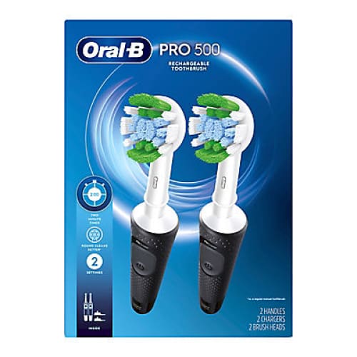 Oral-B Pro 500 Electric Toothbrush with Replacement Precision Brush Heads 2 pk. - Black - Home/Personal Care/Oral Care/Toothbrushes/ -