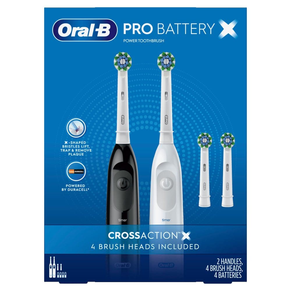 Oral-B Pro Advantage Battery-Powered Toothbrush (2 Handles + 4 Brush Heads) - Oral Care - Oral-B