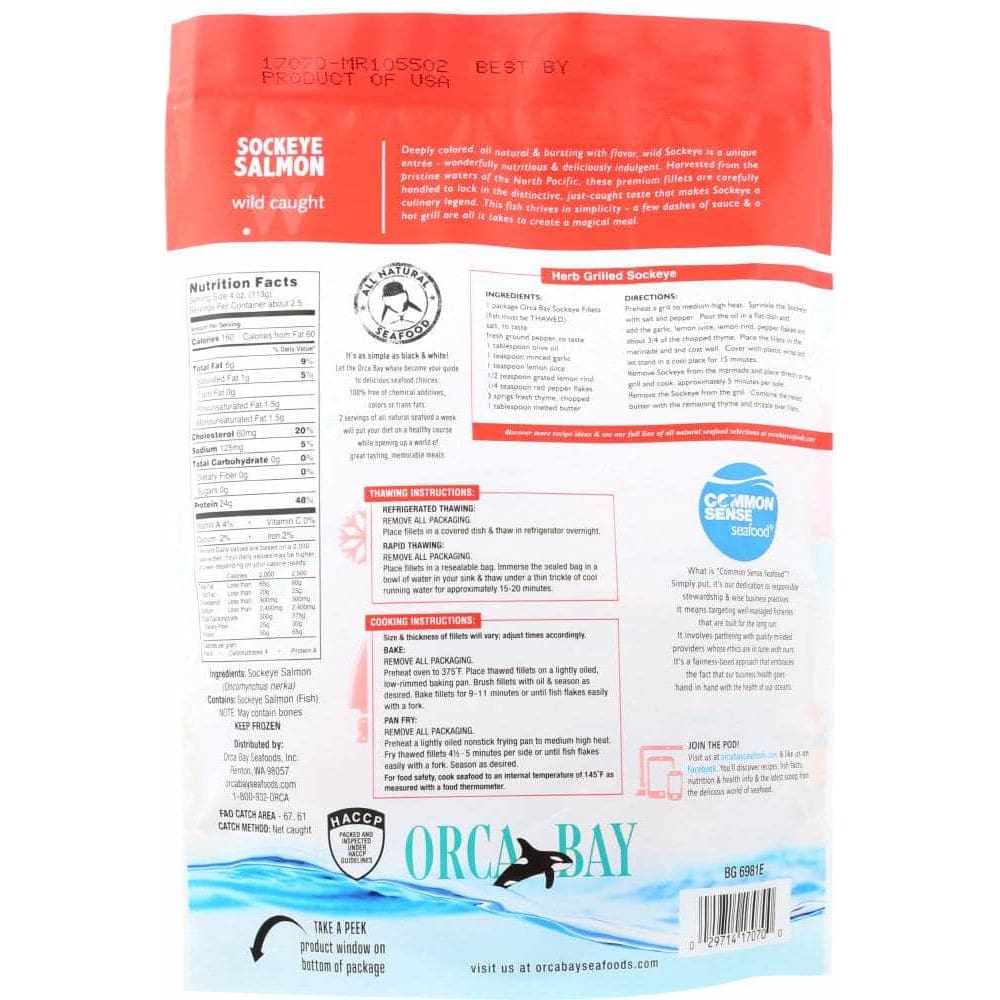 Orca Bay Orca Bay Sockeye Salmon Fillets, 10 oz