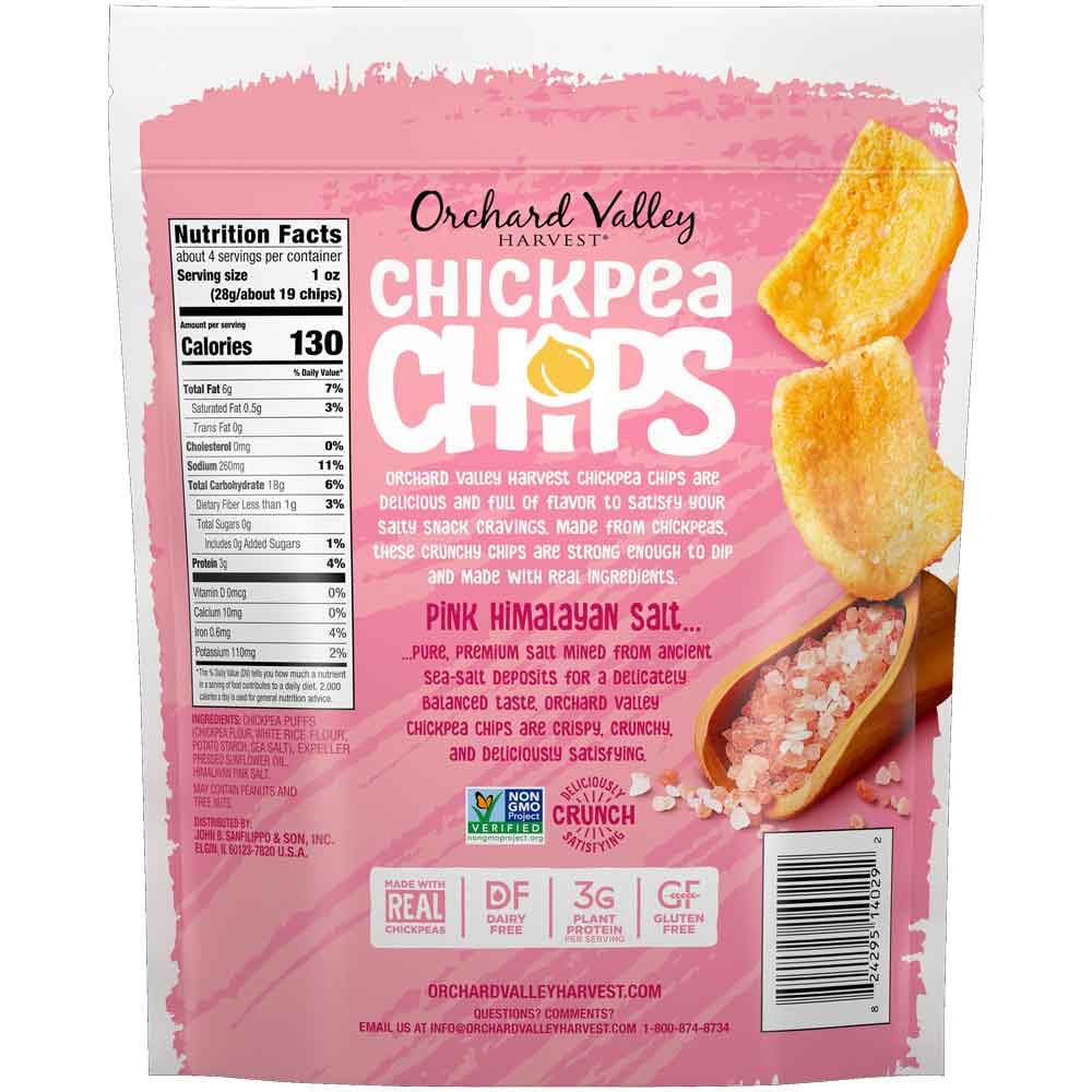 ORCHARD VALLEY HARVEST Grocery > Snacks > Chips ORCHARD VALLEY HARVEST Chickpea Chips Pink Himalayan Salt, 3.75 oz