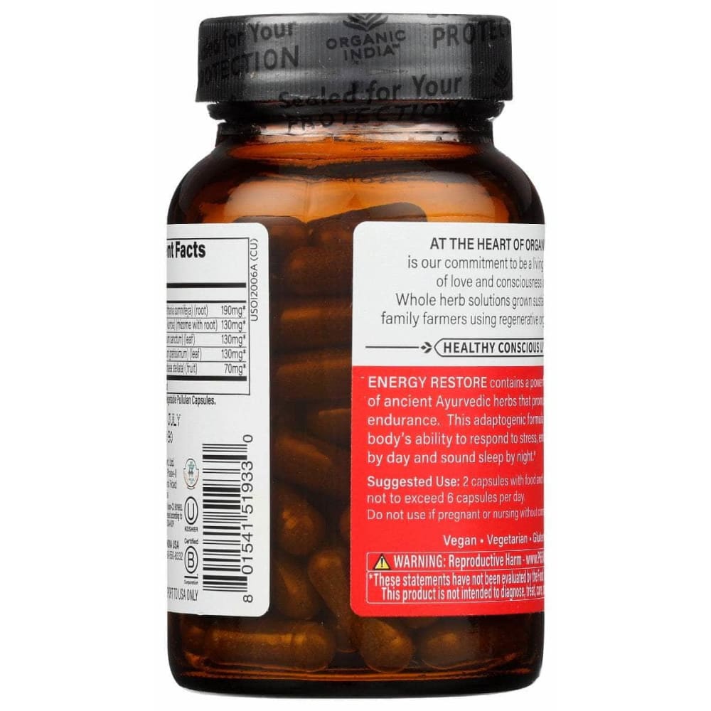 ORGANIC INDIA Organic India Energy Restore Cp, 90 Cp