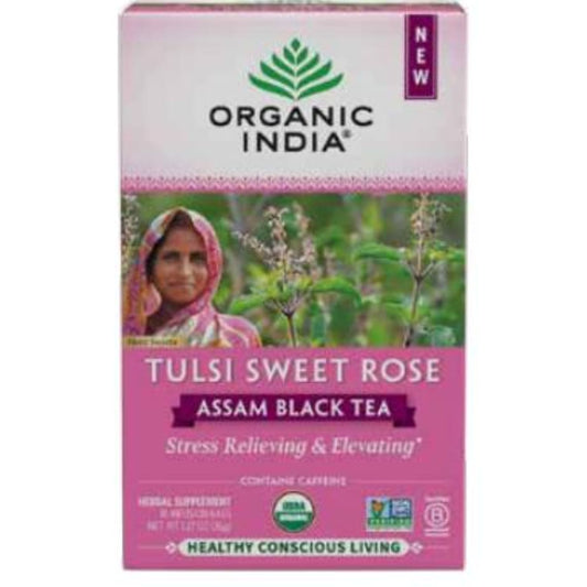 ORGANIC INDIA: Tea Blk Asm Tlsi Swt Rse 18 bg (Pack of 5) - Grocery > Beverages > Coffee Tea & Hot Cocoa - ORGANIC INDIA