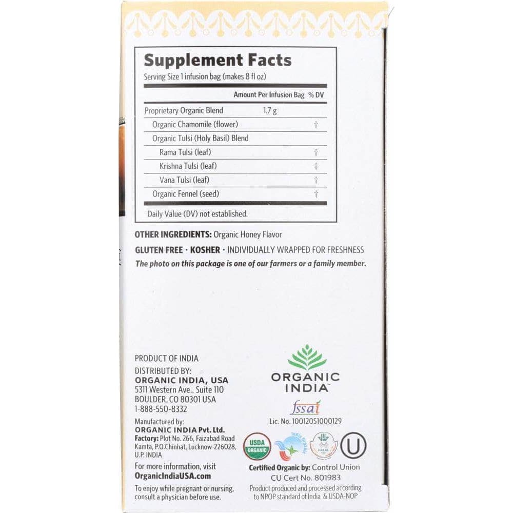 Organic India Organic India Tea Tulsi Honey Chamomile, 18 bg