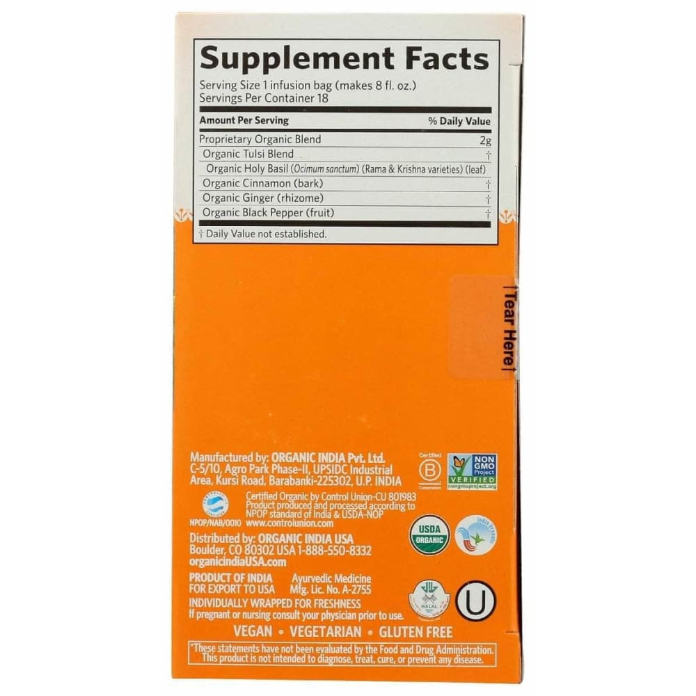 ORGANIC INDIA Organic India Tea Tulsi Immune Active, 18 Bg