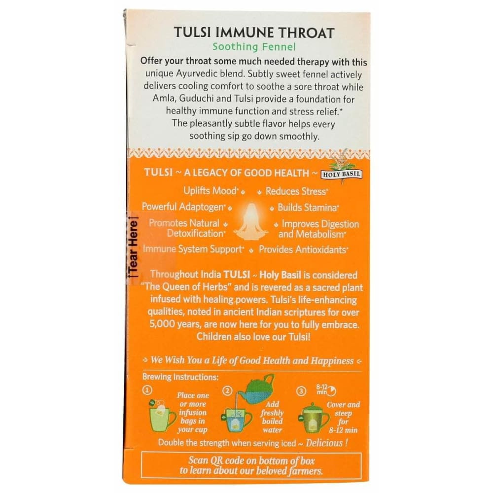 ORGANIC INDIA Organic India Tea Tulsi Immune Throat, 18 Bg