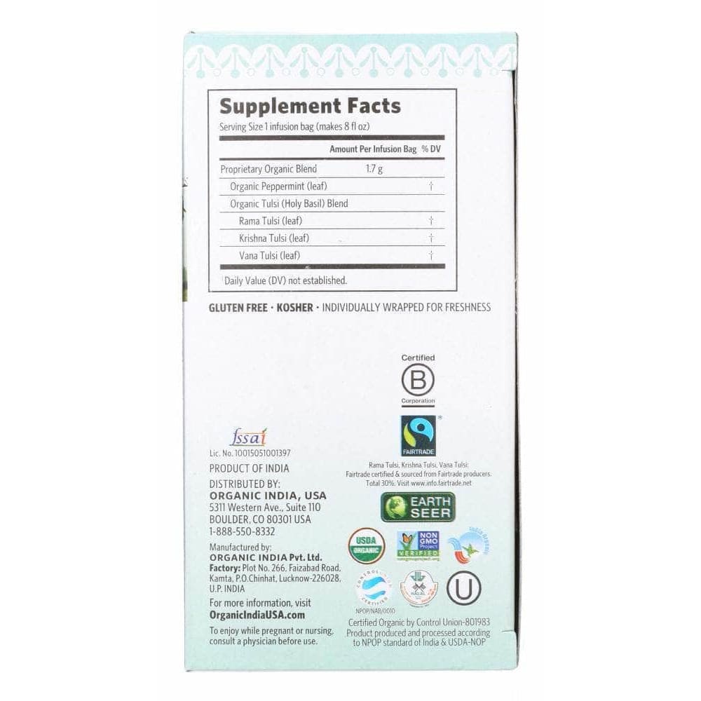 Organic India Organic India Tea Tulsi Peppermint, 18 bg