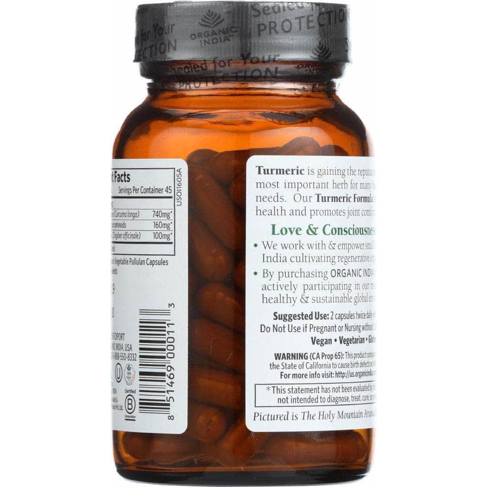 ORGANIC INDIA Organic India Turmeric Formula, 90 Veggie Caps