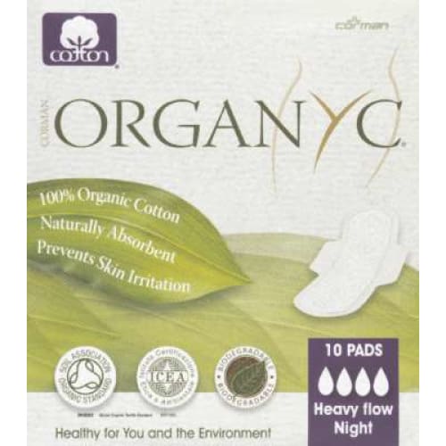 ORGANYC: Heavy Flow Night Pads 10 pc (Pack of 4) - Beauty & Body Care - ORGANYC