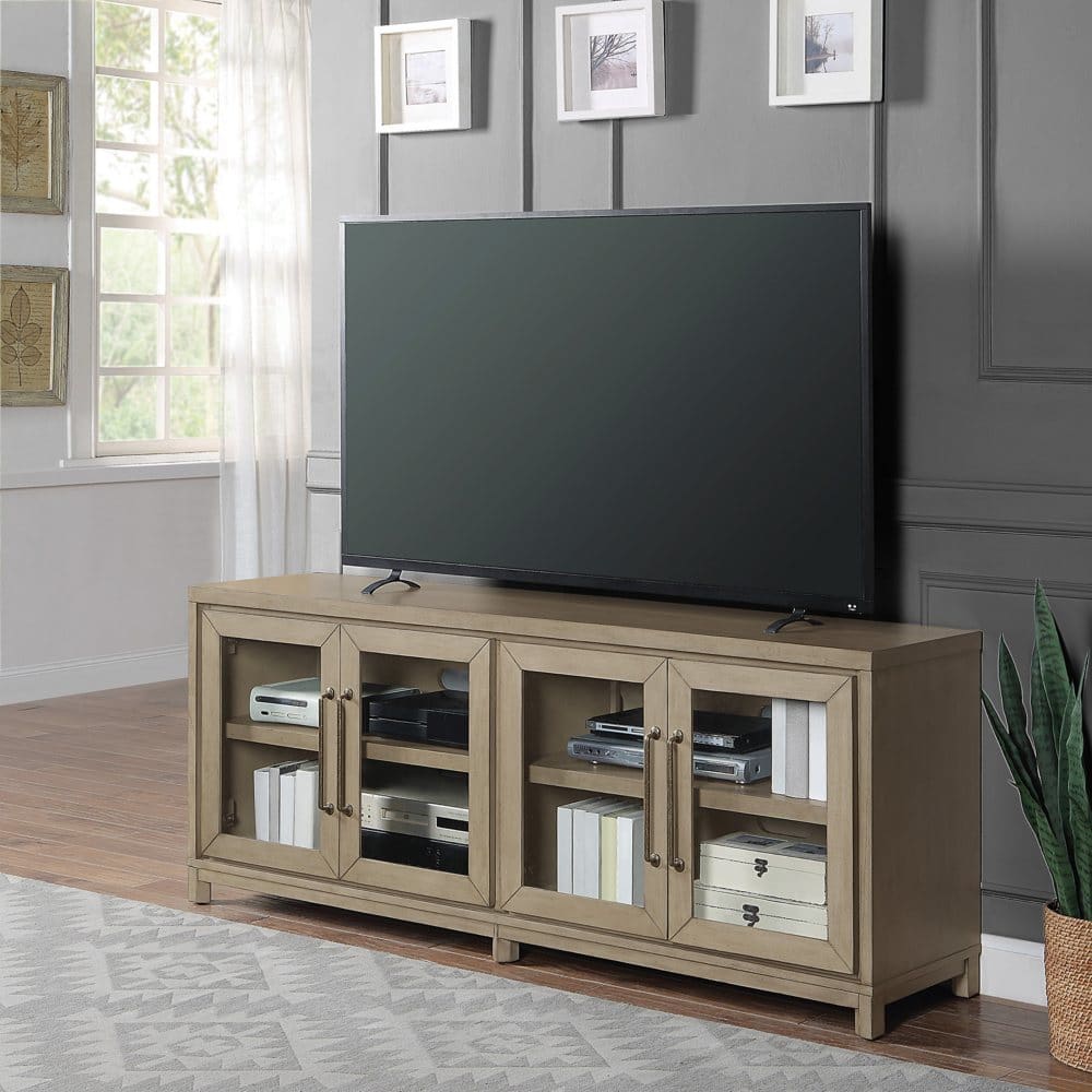 OSP Home Furnishings 70 Ansel Console with 4 Glass Doors - TV Stands & Media Consoles - OSP