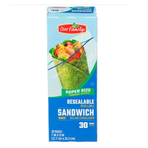 Our Family Resealable Sandwich Bags 30ct (Case of 12) - Misc/Our Family - Our Family