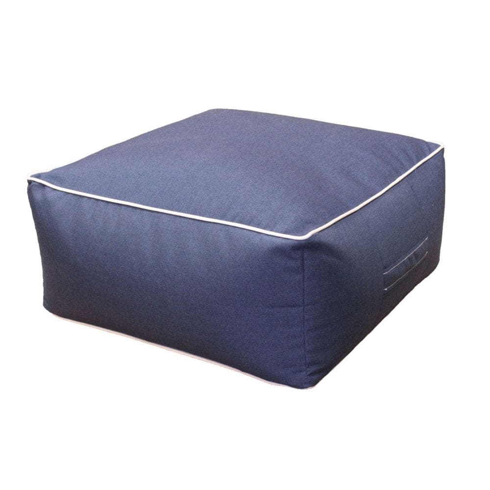 Outdoor Pouf Sunbrella Spectrum Indigo Fabric - Outdoor Cushions & Pillows - Outdoor