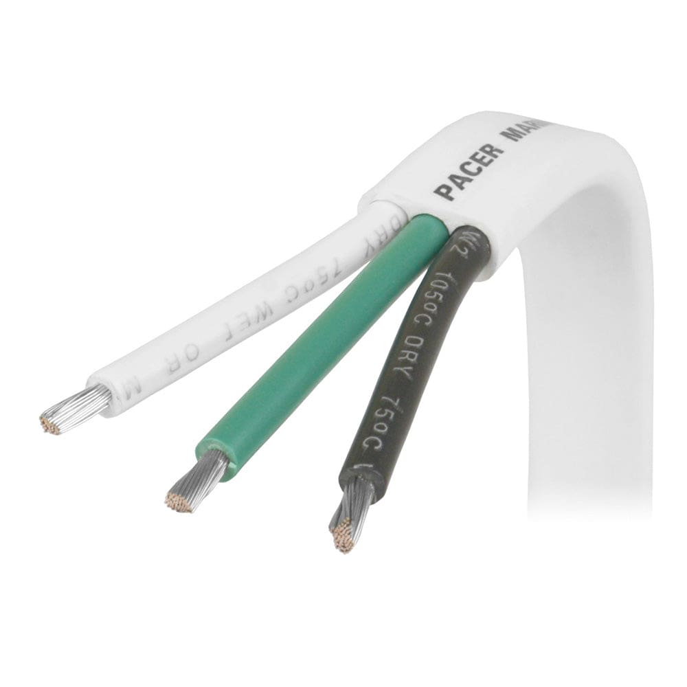 Pacer White Triplex Cable - 14/ 3 AWG - Black/ Green/ White - Sold by the Foot (Pack of 6) - Electrical | Wire - Pacer Group