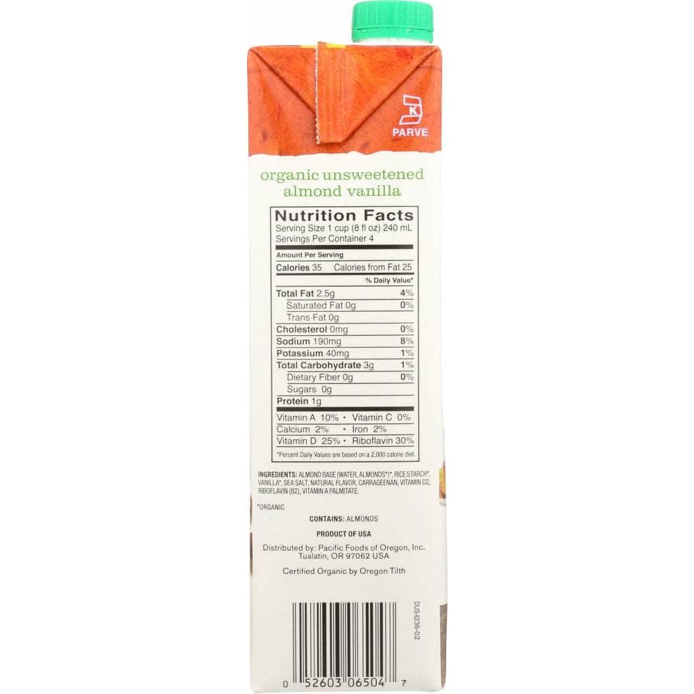 Pacific Foods Pacific Foods Organic Unsweetened Almond Beverage Vanilla, 32 oz