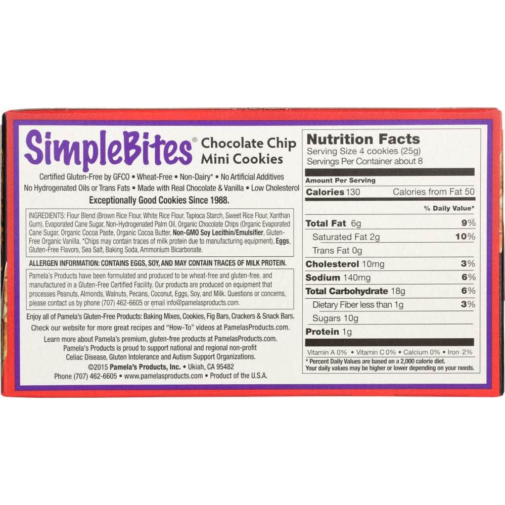 Pamelas Pamela's Products Gluten Free Simplebites Mini Cookies Chocolate Chip, 7 oz