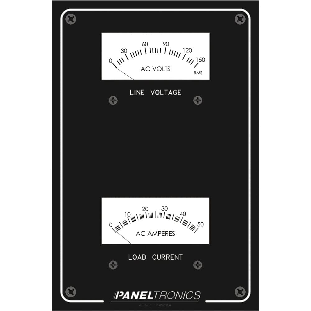 Paneltronics Standard Panel AC Meter - 0-150 AC Voltmeter & 0-50Amp Ammeter - Electrical | Electrical Panels - Paneltronics