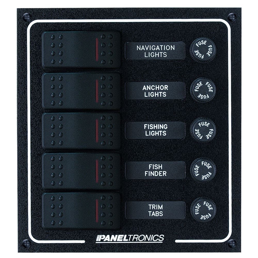 Paneltronics Waterproof DC 5 Position Lighted Rocker & Fuse - Electrical | Electrical Panels - Paneltronics