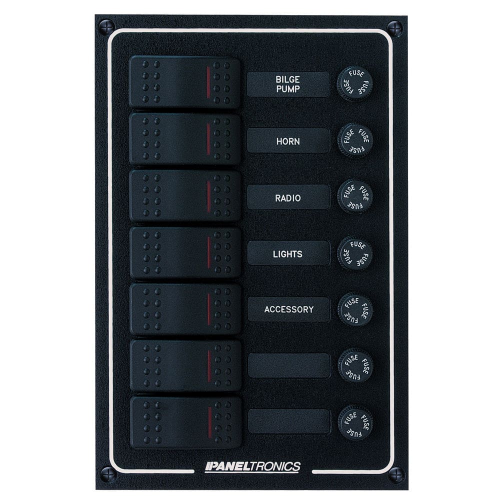 Paneltronics Waterproof DC 7 Position Lighted Rocker & Fuse - Electrical | Electrical Panels - Paneltronics