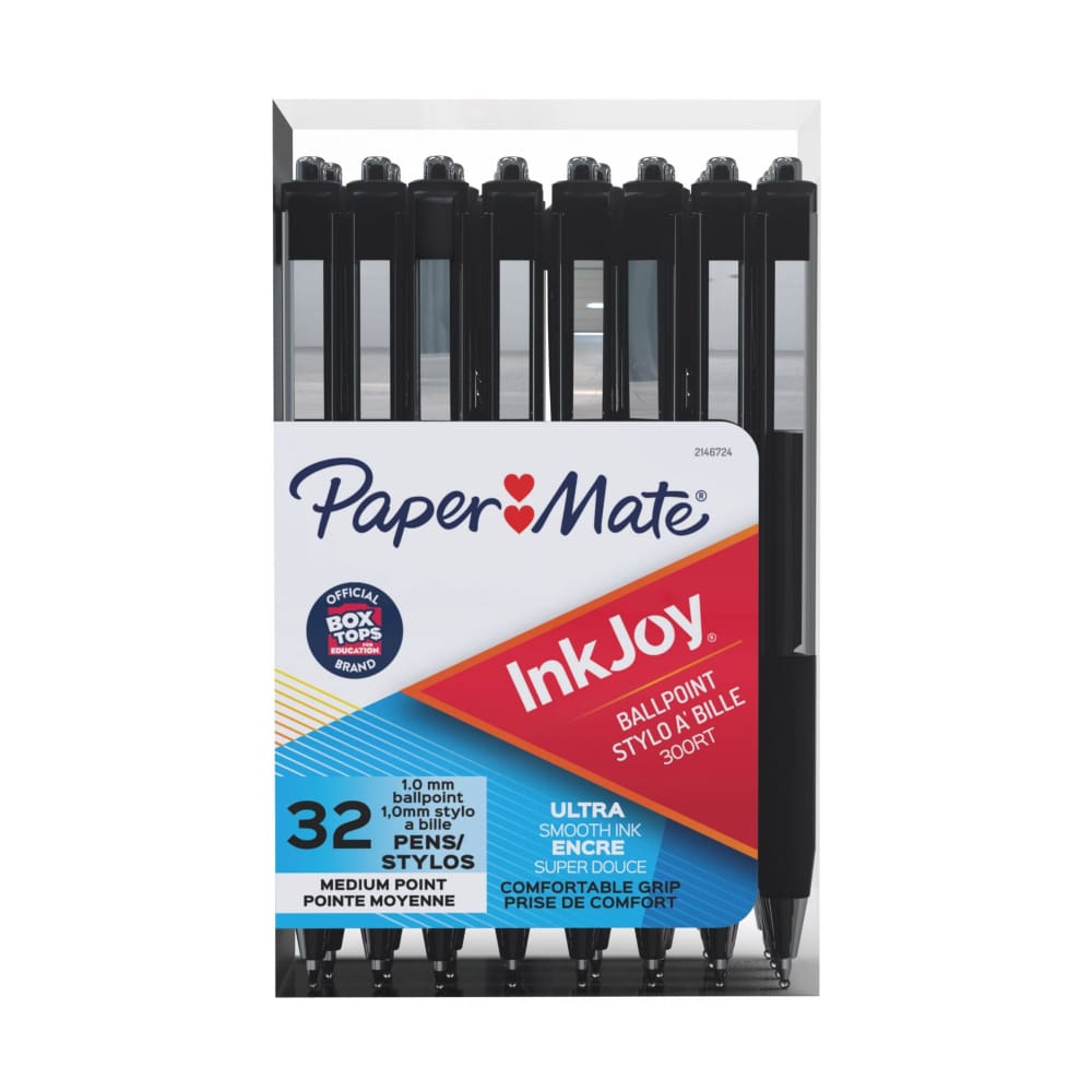 Paper Mate Ballpoint 300RT Pens 32 ct. - Black - Paper