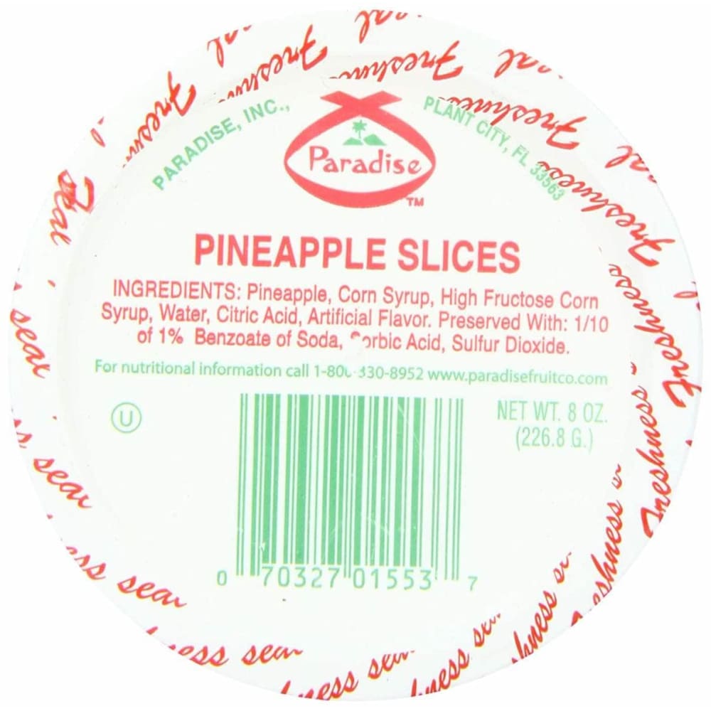 PARADISE Grocery > Cooking & Baking > Baking Ingredients PARADISE Pinapple Slices, 8 oz