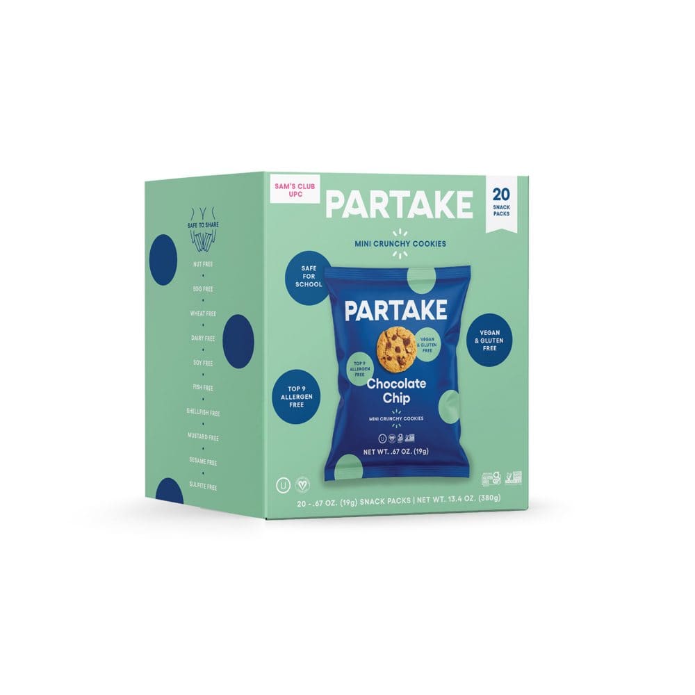 Partake Chocolate Chip Mini Crunchy Cookies (0.67 oz. 20 pk.) - Limited Time Snacks - Partake