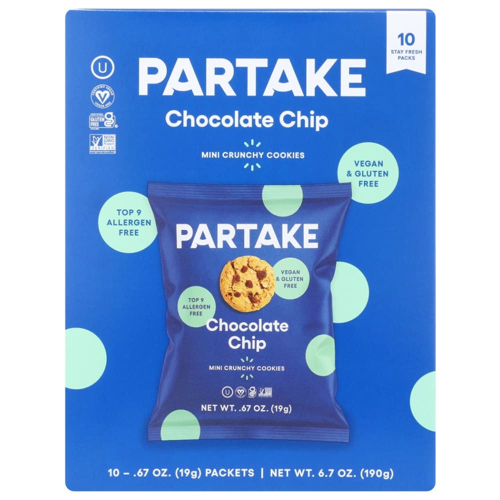 PARTAKE FOODS: Crunchy Chocolate Chip Mini Cookies 10 Count 6.7 oz (Pack of 3) - PARTAKE FOODS