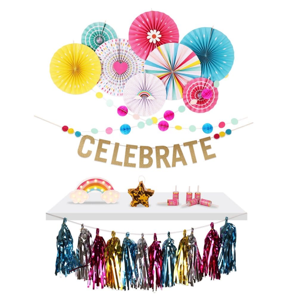 Party Decor Kit - Celebrate Theme - Seasonal Decorative Accents - Party