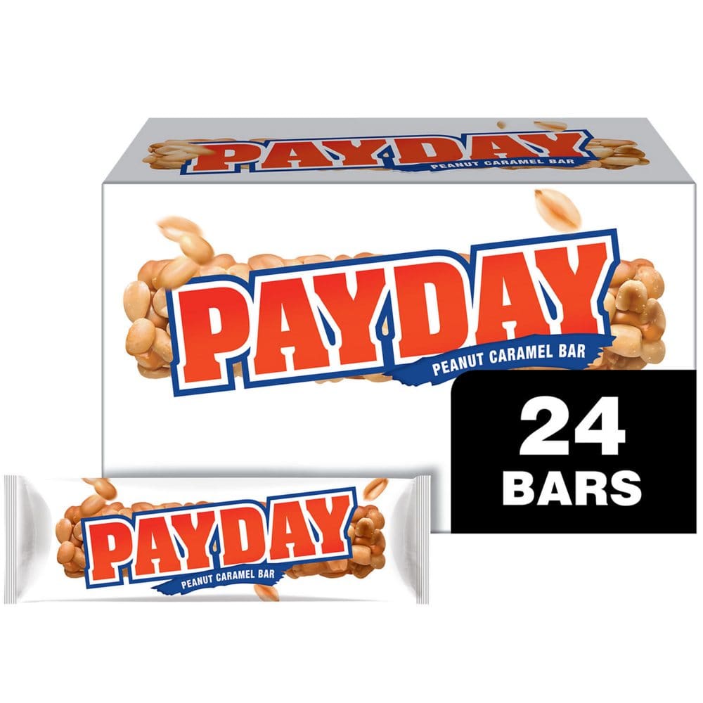 PAYDAY Peanut Caramel Movie Snack Bulk Individually Wrapped Candy Bars (1.85 oz. 24 ct.) (Pack of 25) - Bulk Pantry - PAYDAY