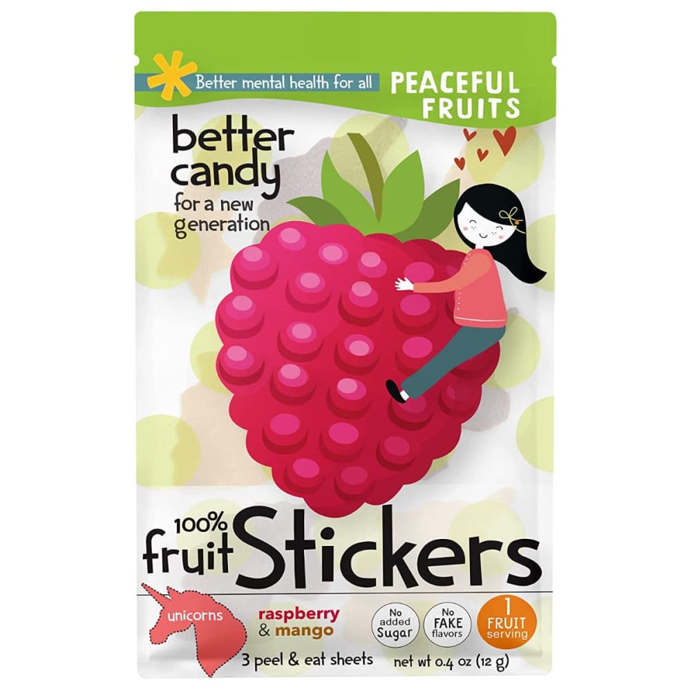 PEACEFUL FRUITS: Mango Raspberry Candy Stickers 0.4 oz (Pack of 5) - Grocery > Chocolate Desserts and Sweets > Candy - PEACEFUL FRUITS
