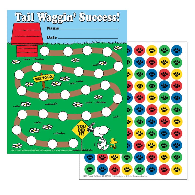 Peanuts Mini Reward Chart with Sticker (Pack of 10) - Incentive Charts - Eureka