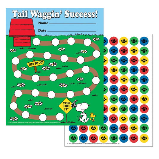 Peanuts Mini Reward Chart with Sticker (Pack of 10) - Incentive Charts - Eureka