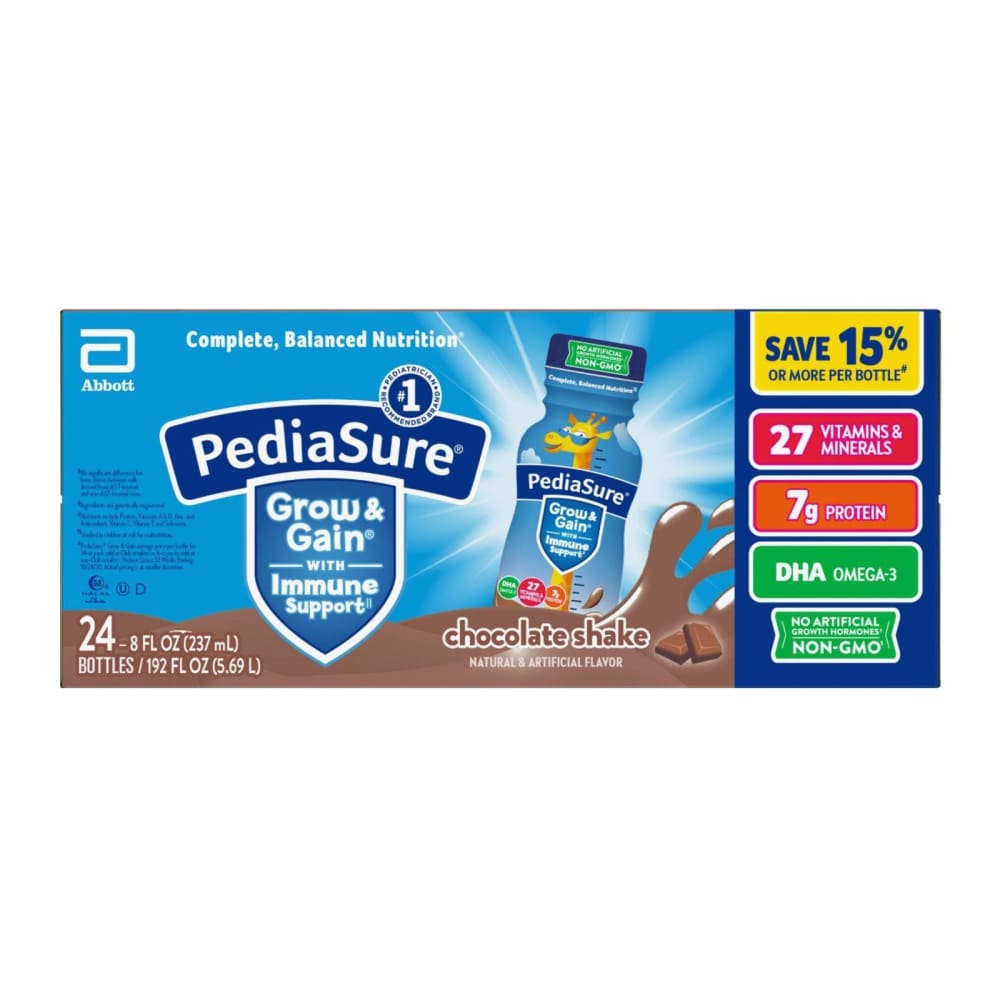 PediaSure Grow & Gain Kids Nutritional Shake Chocolate Ready-to-Drink Bottles 24 pk./8 fl. oz. - PediaSure