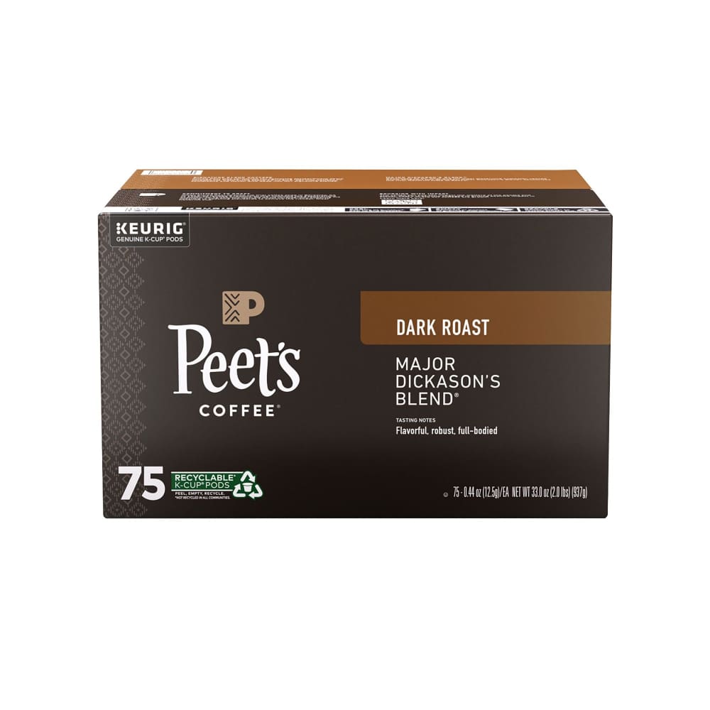 Peet’s Coffee Major Dickason K-Cup Pods 75 ct. - Home/Grocery Household & Pet/Coffee Tea & Creamer/Coffee/ - Unbranded