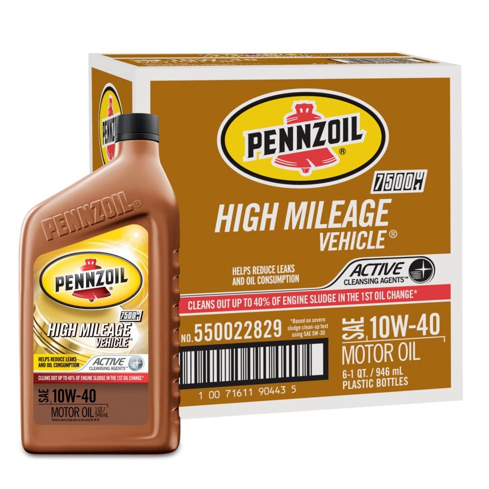 Pennzoil High Mileage SAE 10W-40 Motor Oil (6-pack/1 quart bottles) (Pack of []) - Engine Oil & Fluids - Pennzoil