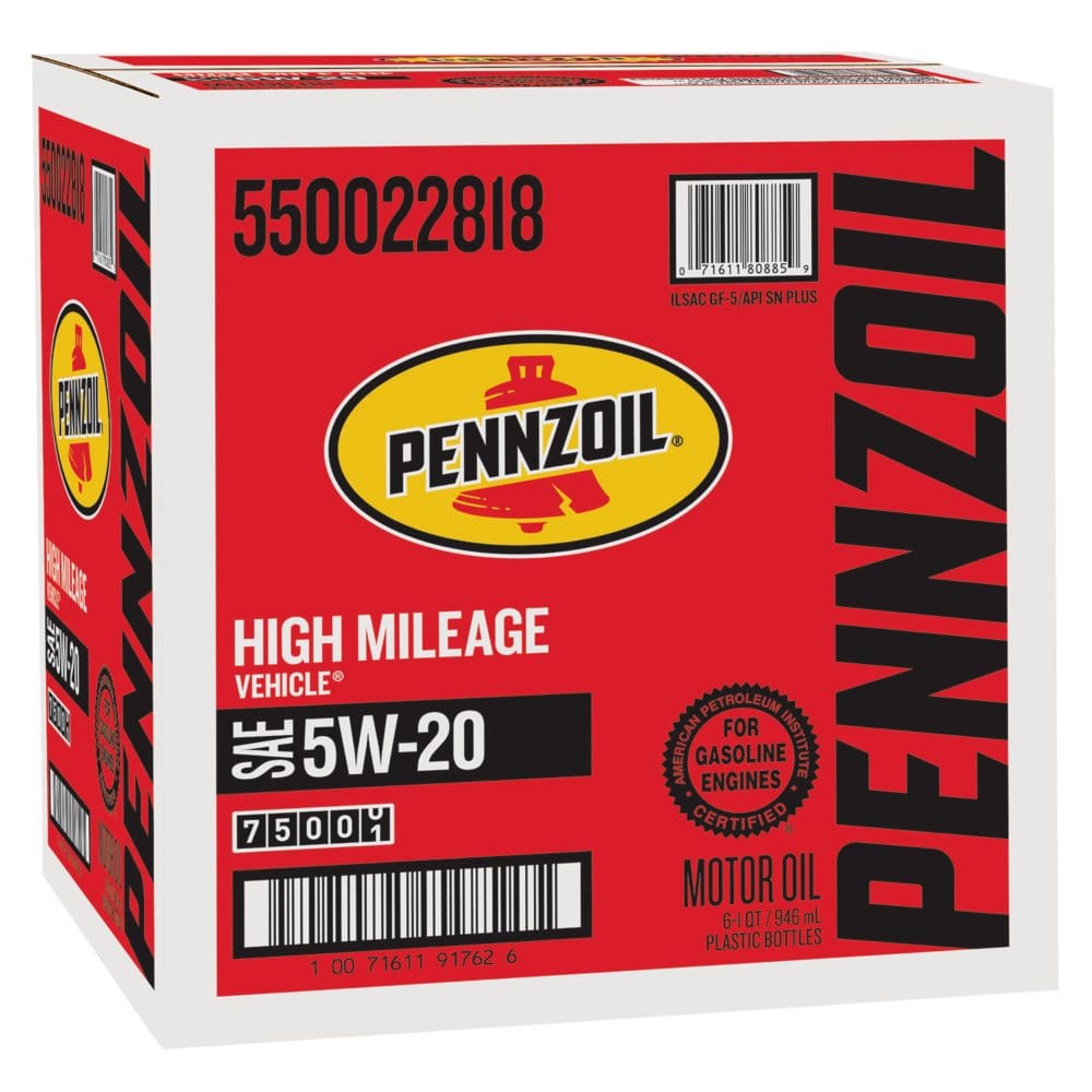 Pennzoil High Mileage SAE 5W-20 Motor Oil (6-pack/1 quart bottles) (Pack of []) - Engine Oil & Fluids - Pennzoil