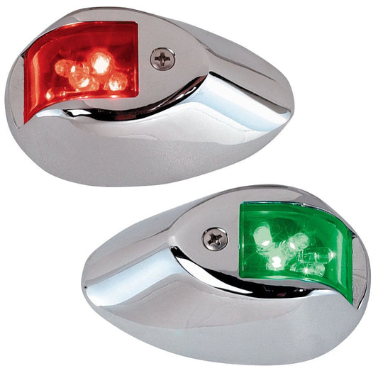 Perko LED Sidelights - Red/ Green - 12V - Chrome Plated Housing - Lighting | Navigation Lights - Perko