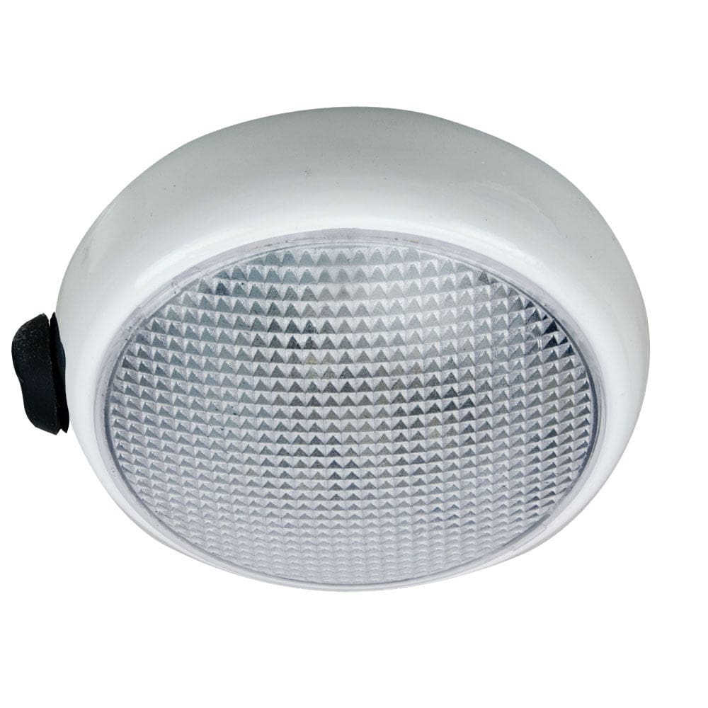Perko Round Surface Mount LED Dome Light - White Powder Coat - w/ Switch - Lighting | Dome/Down Lights - Perko