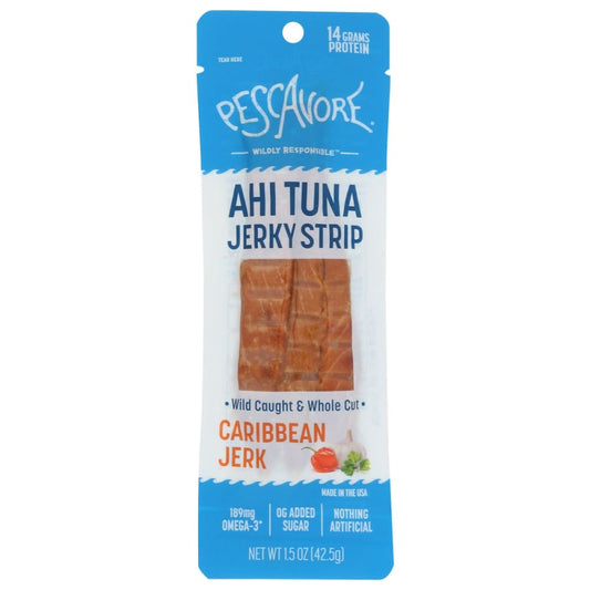 PESCAVORE: Caribbean Jerk Jerky Strip 1.5 oz (Pack of 5) - Food - PESCAVORE