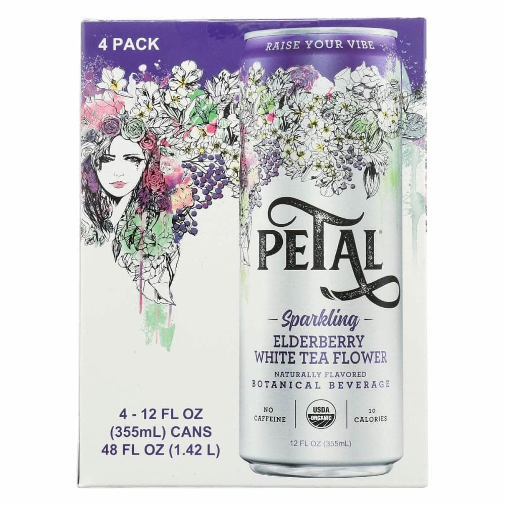 PETAL Grocery > Beverages > Water > Sparkling Water PETAL: Sparkling Elderberry White Tea Flower 4 Pk, 48 fo