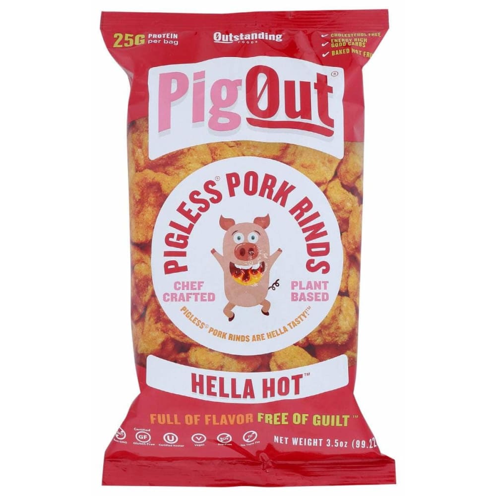 PIGOUT Vegan Pork Rind Hot, 3.5 oz (Case of 4) | ShelHealth