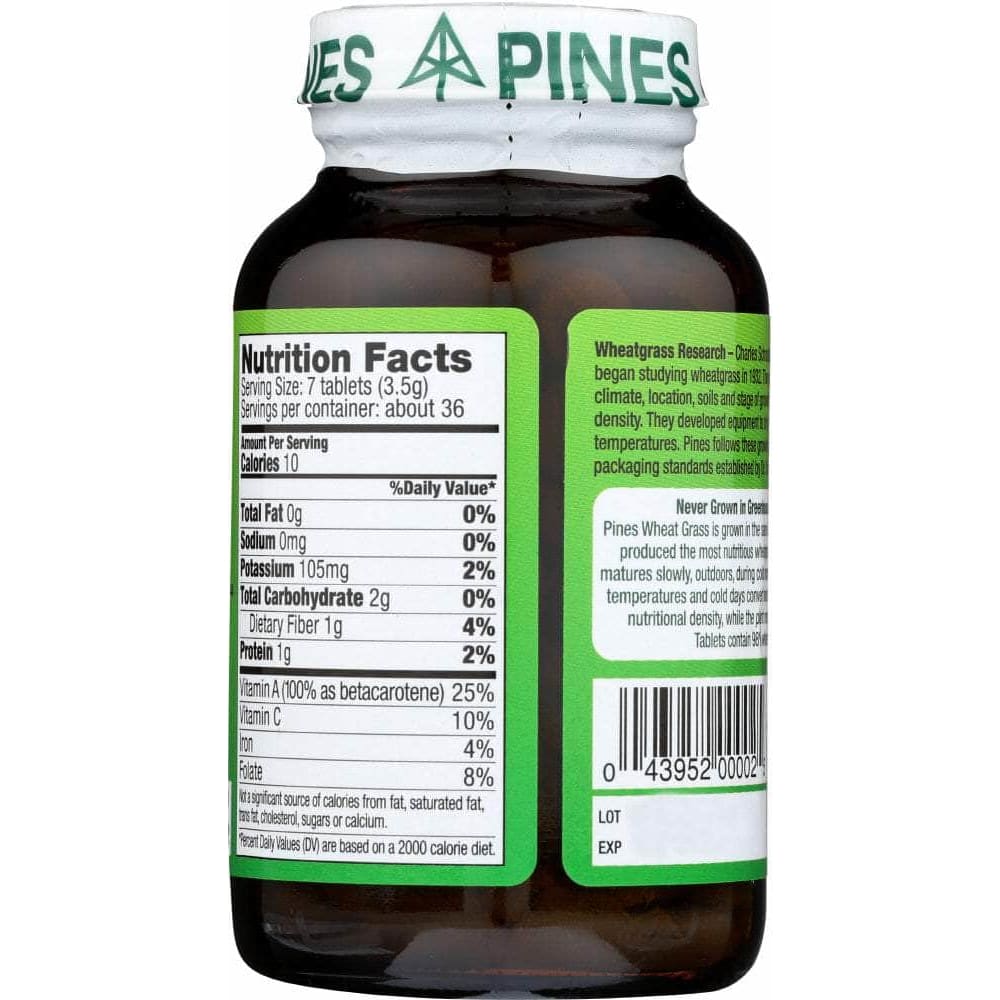 Pines Wheat Grass Pines Wheat Grass Organic Wheat Grass 500 mg, 250 Tablets