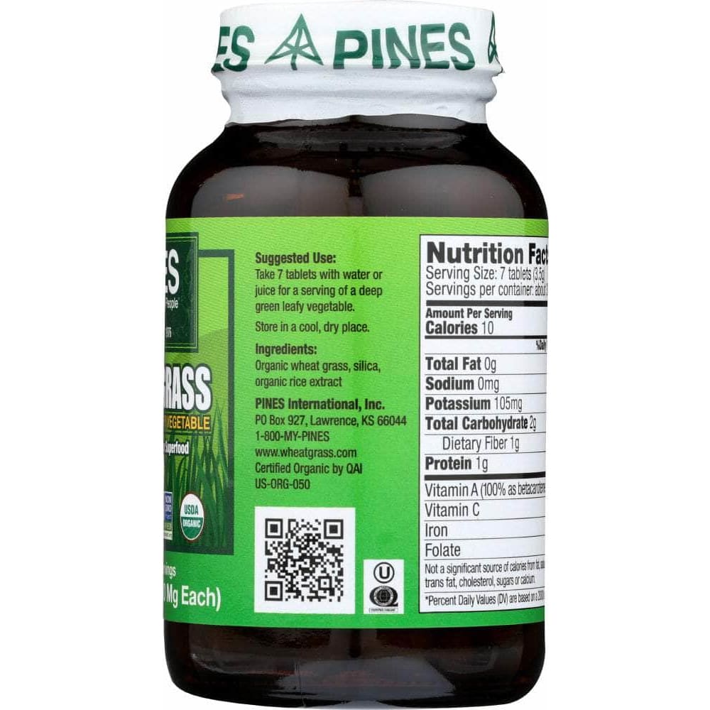 Pines Wheat Grass Pines Wheat Grass Organic Wheat Grass 500 mg, 250 Tablets