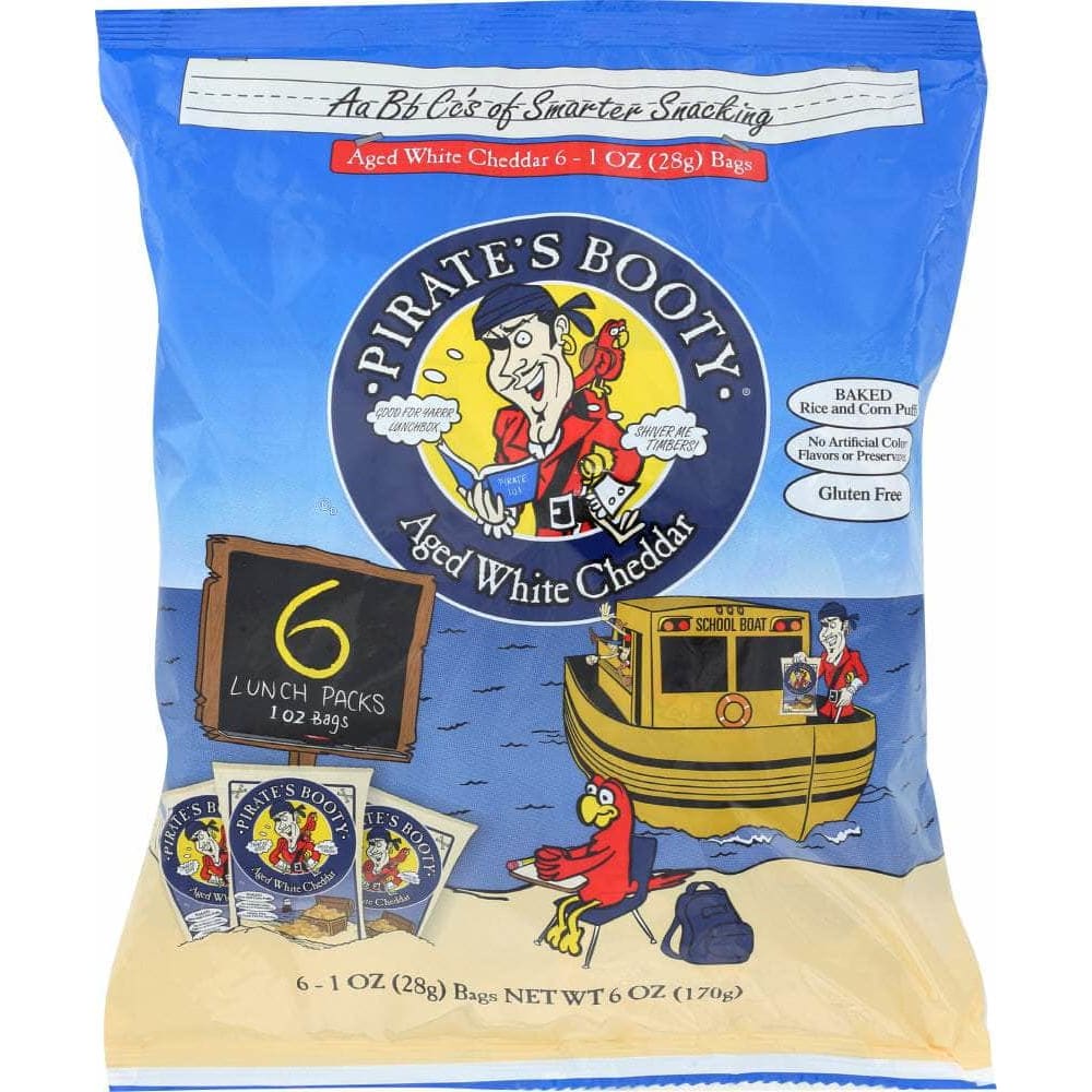 Pirate Brands Pirate Brands Baked Rice and Corn Puffs Aged White Cheddar 6 Packs (1 oz Each), 6 oz
