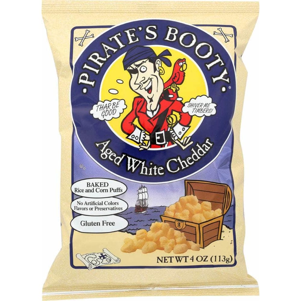Pirate Brands Pirate's Booty Baked Rice and Corn Puffs Aged White Cheddar, 4 oz