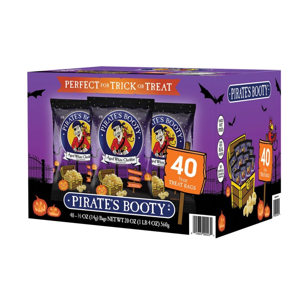 Pirate’s Booty Halloween Cheddar Puffs Bags (0.5 oz 40 ct.) - Back to School Snacking Favorites - ShelHealth