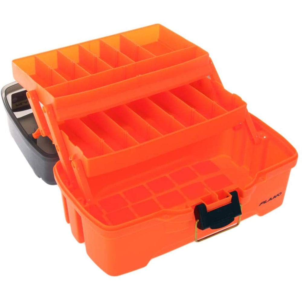 Plano 2-Tray Tackle Box w/ Dual Top Access - Smoke & Bright Orange - Outdoor | Tackle Storage - Plano